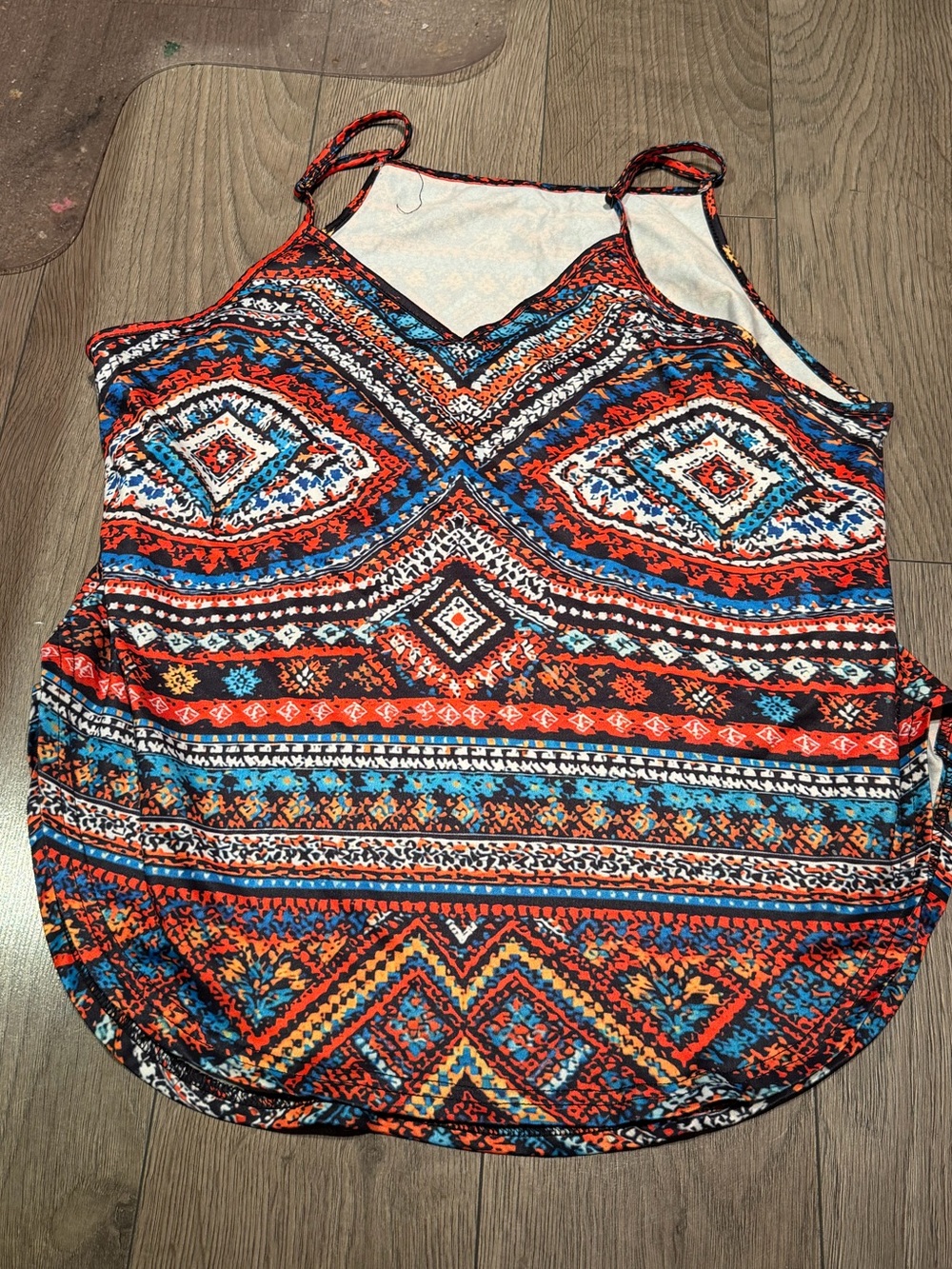 PINK Victoria's Secret Red, Blue & White Tribal Print Spaghetti Strap Cami